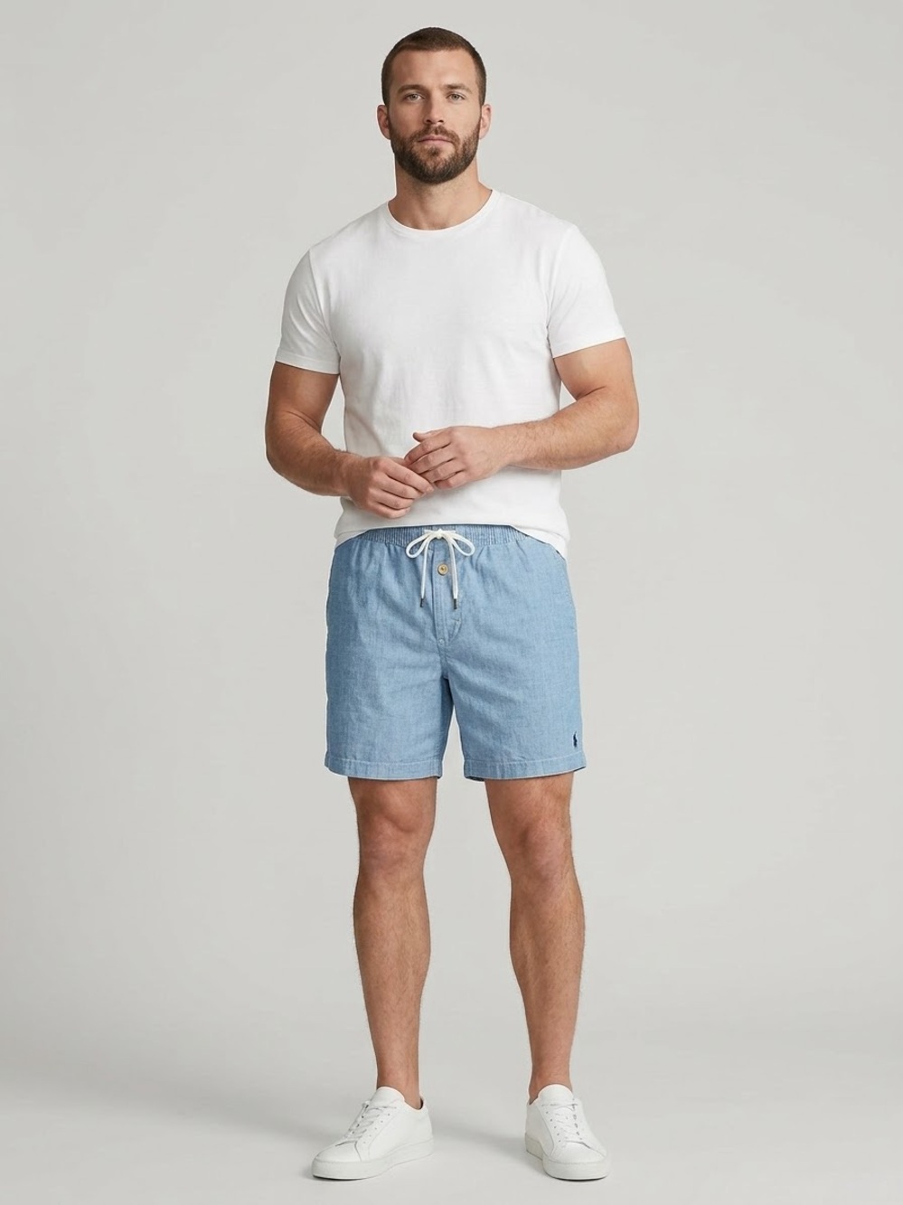 Polo Ralph Lauren Mens 6" Chambray Shorts Elastic Waist pull on shorts Size XXL